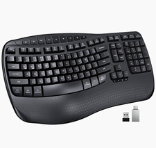 MEETION Wireless Ergonomic Keyboard w/ Built-In Wrist Rest, Black English QWERTY picture
