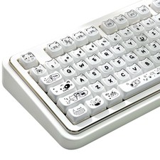PBT Crystal Jelly Cat Keycaps 120 Keys Translucent White Cute Switch picture