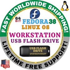 LINUX FEDORA 38 WORKSTATION BOOTABLE USB DRIVE |  64-BIT, Live Mode | MAC, PC picture