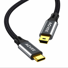 AGVEE Braided Mini USB to USB-C USB Cable 3.3ft Gold Plated Gold Tips picture