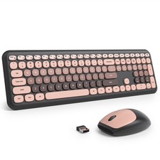 Cute Colorful Keyboard and Wireless Silent, Full-Size Typewriter Wireless Qui... picture