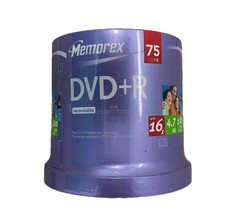 Memorex 75 Pack Spindle DVD-R 16X Blank 4.7GB 120 Min Recordable Discs - NEW picture