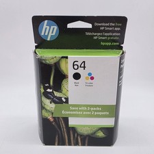 Genuine NIB HP 64 Black & Tri-Color Ink Cartridges X4D92AN Combo  Exp Apr 2027 picture