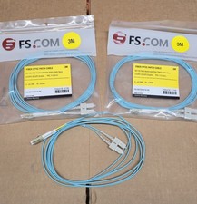 Lot of 3 FS.COM Fiber Optic Patch Cable OM3 Multimode LC/UPC-SC/UPC Duplex 3M picture