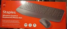 NIB Staples TECH COMFORT Wireless Keyboard Mouse Combo Quiet Optical Mouse BlaCK picture