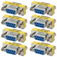 8 Pcs DB9 9-Pin D-SUB Serial Female to Female Mini Gender Changer Coupler Gold picture