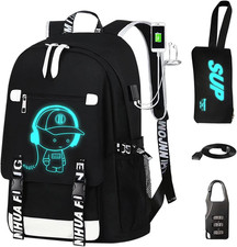 Luminous Travel Backpack Adjustable Waterproof Laptop Backpack w/ Charging  Port picture