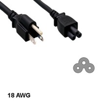 10PCS 3' 3 Prong Notebook AC Power Cord NEMA 5-15P to IEC60320 C5 18AWG 10A/125V picture