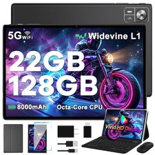 SUAAT 10.1 Inch Tablet with Keyboard, Android 14 Tablet with Gemini AI, 22GB picture