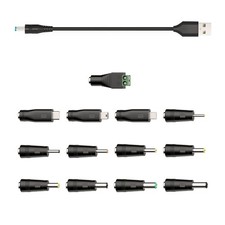 1.5M USB to DC 5V Power Cord, Universal DC 5.5x2.1mm Cable with 13 Connectors picture