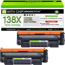 For HP LaserJet Pro 3001dw 3001fdw MFP 3101fdw 2 Pack 138X W1380X Black Toner picture