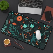 Flower Pattern Desk Mat, Minimalist Aesthetic Desk Mat, Botanical Desk Mat picture
