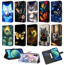 Luxury Cat Owl Wolf Flower Wallet Cover Case for S22 S21 S20 FE S20 Ultra S10 picture