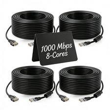 4 PCS Cat5e Ethernet Cable 100 Ft PoE RJ45 Male Female Waterproof Black Wire picture