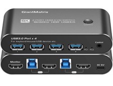 GiantMatrix USB 3.0 Displayport KVM Switch 2 Port 8K x 4K @144Hz 175 Hz 240 Hz picture