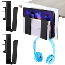 2 Pack Adjustable Desk Side Laptop Holder Heavy-Duty Metal Desk Side Storage ... picture
