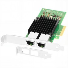 Euqvos PCIe 3.0 x4 Server Adapter for Intel X550-T2 ELX550AT 10G 2*RJ45 NIC picture