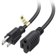 16 AWG Heavy Duty 13A Power Extension Cord 25ft Black 3 Prong NEMA 5-15P to NEMA picture