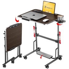 Wooden Height & Angle Adjustable Laptop Table - FoldWise Large Folding TV Tray picture