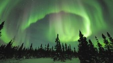 Landscape nature green sky forest aurorae snow trees Custom Gaming Mat Desk picture