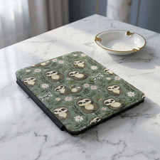 Cute Sloth Pattern Kindle Case | Floral Green Sloth E-reader Cover picture