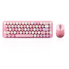 Perixx PERIDUO-802PK Bluetooth Mini Keyboard and Mouse Combo - Retro Pink picture
