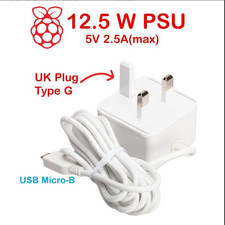 Raspberry Pi Micro USB Power Supply 12.5W (UK) for Pi 1, 2, 3, zero, zero 2 w picture