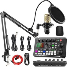 Podcast Equipment Bundle, F998 Live Sound Card with BM800 Recording Studio Mi... picture