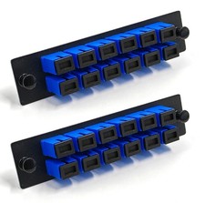 12 Simplex SC/UPC Fiber Patch Panel Singlemode Blue SC Adapters 2 Pack Port picture
