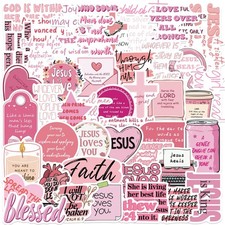50Pcs Pink Jesus Stickers for Adults,Inspirational Bible Verse  picture