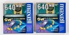 MAXELL MO 640MB Magneto Optical Disk Set of 2 Rewritable Color MO Japan picture