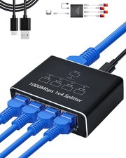 Gigabit Ethernet Splitter 1 to 4,RJ45 Internet Splitter for Cat 8/7/6/5e/5 picture