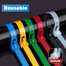 100pcs Reusable Nylon Cable Ties with Lock Loop in Mixed Colours - NEW picture