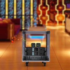 12U Cabinet Rolling Network Rack Audio Studio Video Telecom Equipment Rack Black picture