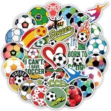 Soccer Stickers 100 Pcs, Waterproof for 2.2 - 3.1 inches, Multi picture
