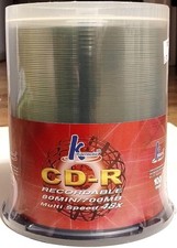 K Hypermedia CD-R Recordable 80MIN/700MB Multi Speed 48X, 100 Discs, sealed case picture