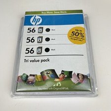 HP 56 3 Pack Black Ink Cartridges Genuine Tri Value Pack C8812BN. picture