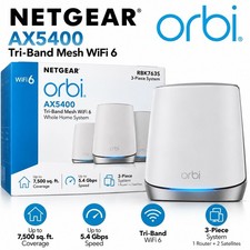 NETGEAR Orbi AX5400 Tri-Band Mesh WiFi 6 Router 5400 Mbps 4 LAN RBK763S picture