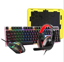 T-WOLF TF-240 RGB LED Light 4 IN 1 Gaming Combo Headset Mouse & Pad, Keyboard picture