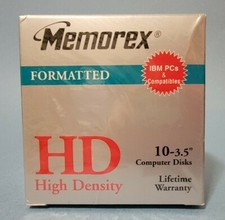 10-Pack SEALED Memorex HD High Density 2-Sided IBM Formatted 3.5