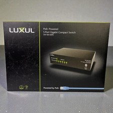 NIB Luxul PoE+ Powered 5 Port Gigabit Compact Switch SW-100-05PD Black picture