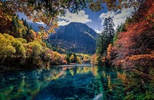 Landscape nature water fall mountains trees Custom Gaming Mat Desk picture