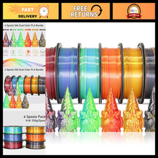 6 Spools Dual Color 1.75mm 3D Printer Filament Bundle, Silk PLA, 250g Each picture
