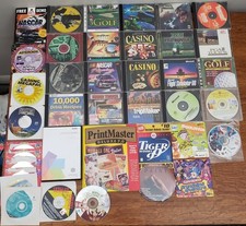 Vintage PC Games Software CD-ROM Lot Microsoft Sierra NASCAR Golf Hoyle 1990s picture
