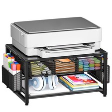 Metal Printer Stand for Desk with Storage Drawer and 2 Pen Holders, 2-Tier De... picture