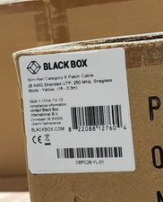100 Pack 1ft Yellow Black Box Slim-Net Cat 6A Patch Cable 28AWG UTP Snagless picture