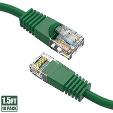 10 Pcs 1.5FT Cat5E RJ45 Ethernet LAN Network UTP Patch Cable Snagless Boot Green picture
