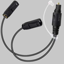 1x2 Digital Audio Splitter, Toslink Digital Fiber Optic Audio Splitter 1 Male... picture
