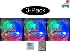 3-Pack: NEW Evercool Crystal 80mm x 35mm Multi-Color LED PC Case Cooling Fan Lot picture