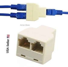 1 To 2 Ways LAN Ethernet Cord Network Cable RJ45 Female Splitter Adapter New 1PC picture